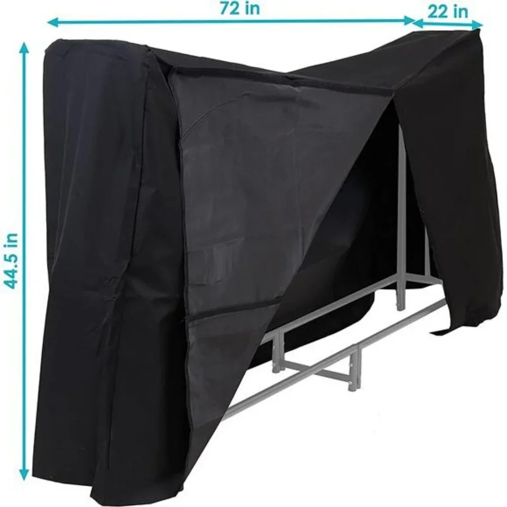 6-Foot Firewood Log Rack Cover - Heavy Duty Black Weather-Resistant